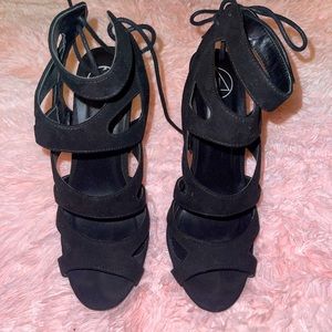Black strappy heels
